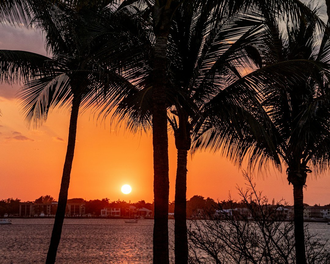 Florida sunset over calm coastal water
